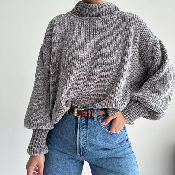 Cynthia Rowley Velour oversized sweater gray - Picture 1 of 7